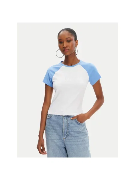 Juicy Couture Majica Contrast Slim Fit bela