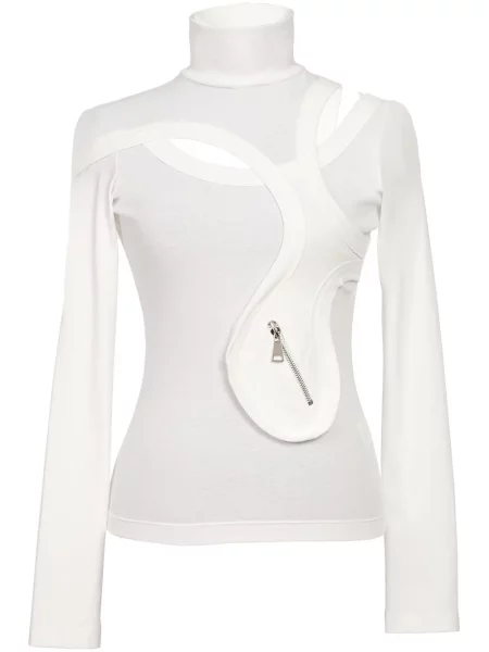 Tricou Natasha Zinko din jerseu lung alb