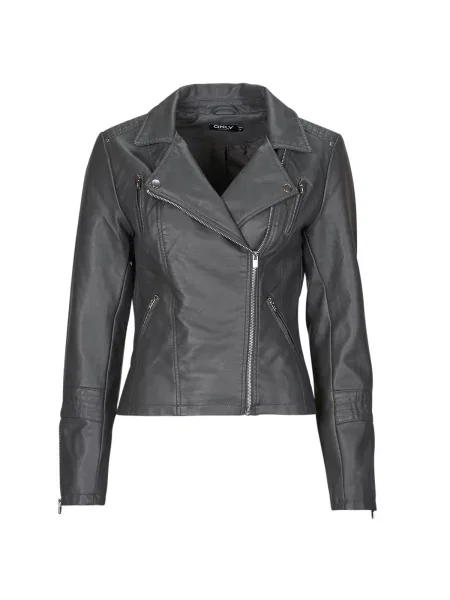 Usnjena jakna Only siva