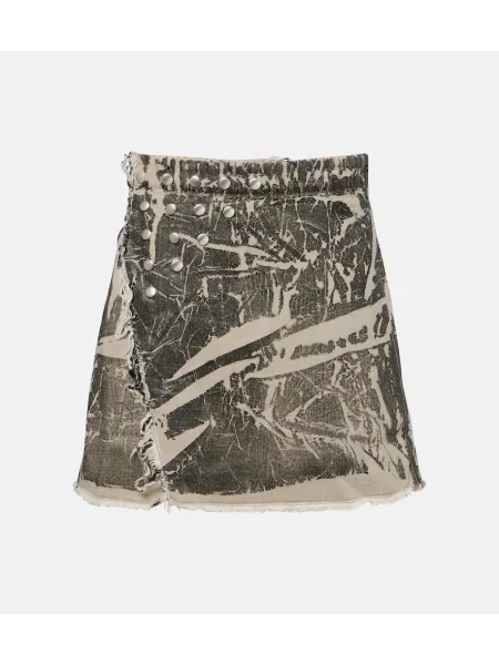 Spódnica jeansowa Rick Owens z przetarciami szara