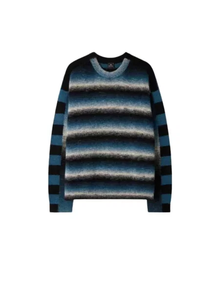 Sweter Paul Smith wełniany w paski z paskiem niebieski