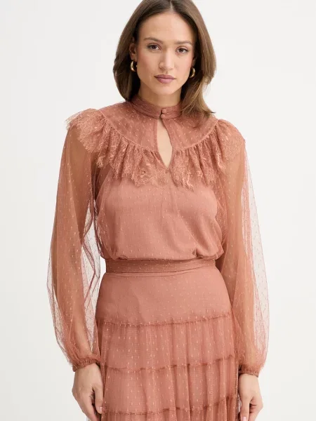 Bluzka Twinset tiulowa brązowa