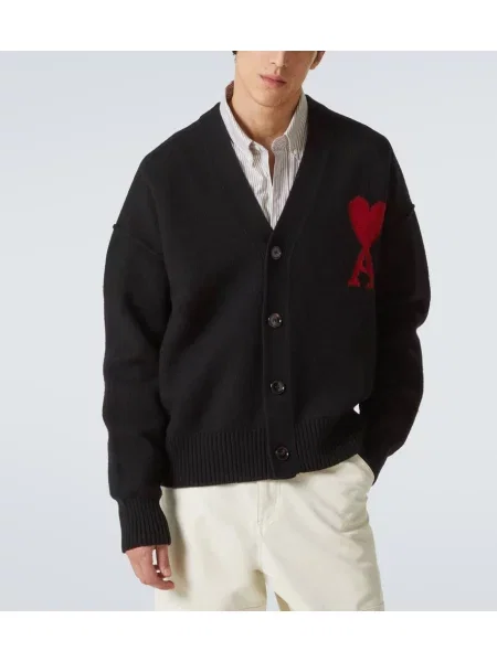 Cardigan Ami Paris de lână negru