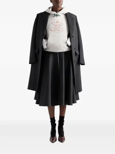 Hanorac cu glugă Prada din fleece gri