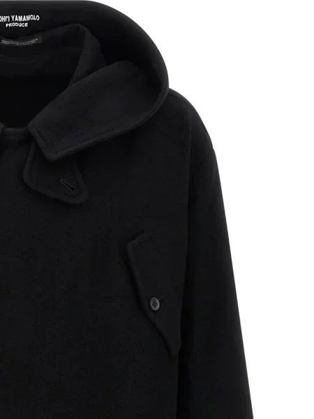 Palton Yohji Yamamoto cu glugă negru