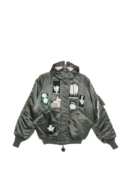 Geacă Alpha Industries cu glugă cu aplicații verde