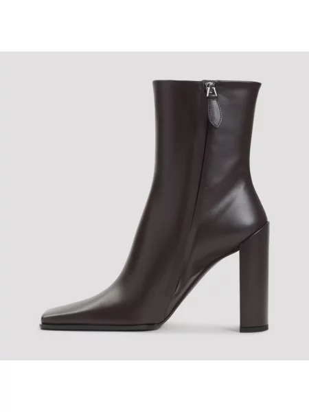 Botki Alaïa skórzane na koturnie czarne