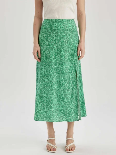 DeFacto Спідниця міді без підкладки зелений