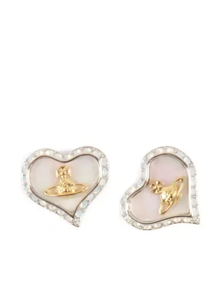 Cercei Vivienne Westwood cu motiv cu inimi argintiu