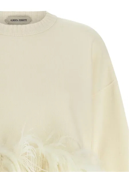 Decupat pulover Alberta Ferretti cu pene