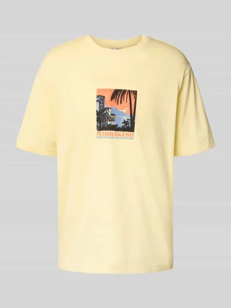 T-shirt o kroju relaxed fit z czystej bawełny model ‘BEANE’ Only & Sons żółta