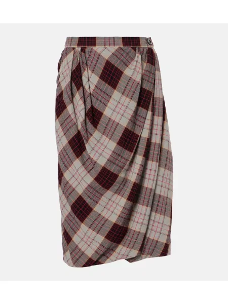 Udrapować spódnica midi Vivienne Westwood w kratkę do kolan szara