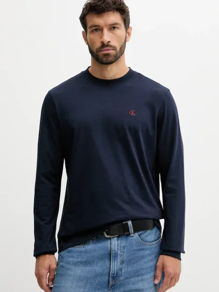 Тениска с дълъг ръкав Calvin Klein Jeans тъмносиньо