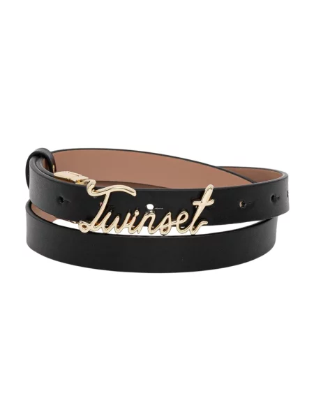 Pasek Twinset z logo dwustronny czarny