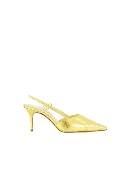 Czółenka Manolo Blahnik skórzana z otwartą piętą żółta