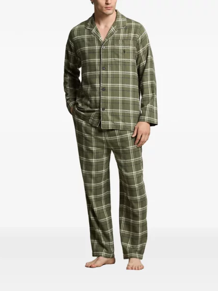 Șosete Polo Ralph Lauren cu broderie în carouri de flanelă verde