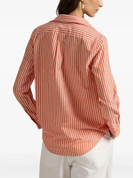 Дълго оребрен с яка поло тениска Polo Ralph Lauren синьо