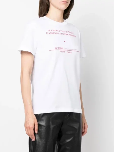Krátké tričko Raf Simons s potiskem bílé