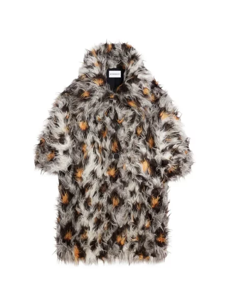 Lung palton Givenchy de lână cu model leopard gri
