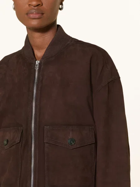 Marc O'polo Denim Kožená Bunda tmavě hnědá