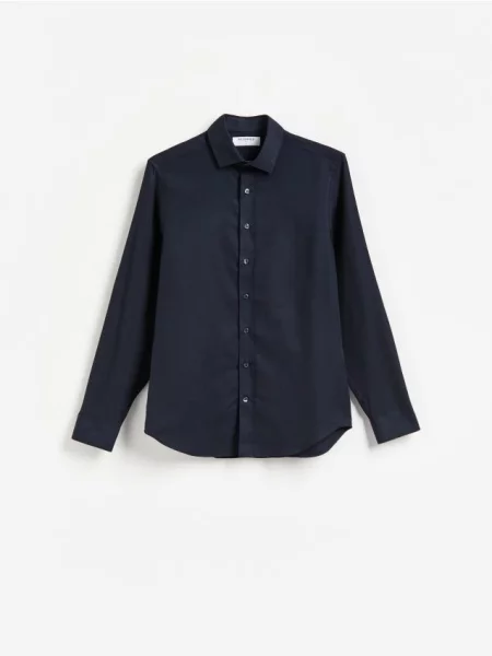 Reserved Cămașă slim fit din egiptean bleumarin