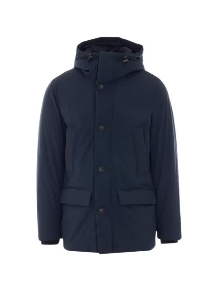 Palton Woolrich cu glugă albastru