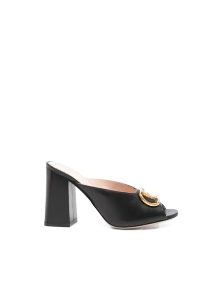 Lniane klapki Valentino Garavani czarne