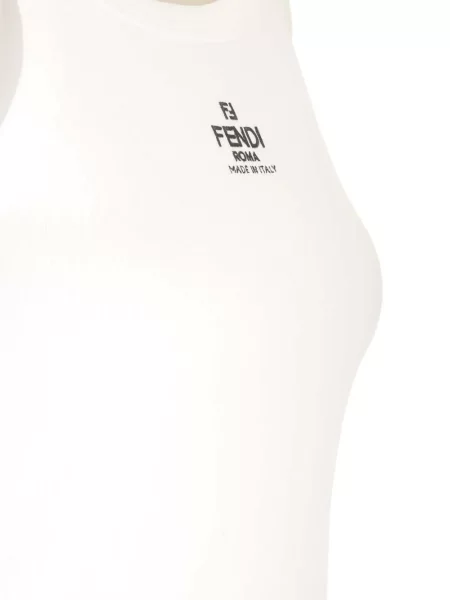 Top Fendi cu broderie alb
