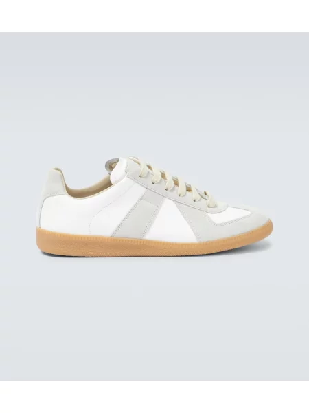 Sneakerși Maison Margiela din piele de căprioară alb