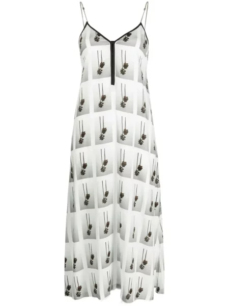 Rochie midi Palm Angels până la genunchi de costum alb