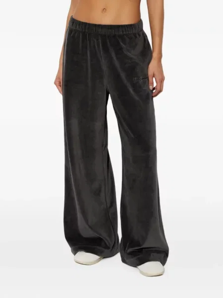 Кадифени бягане панталон Ea7 Emporio Armani черно