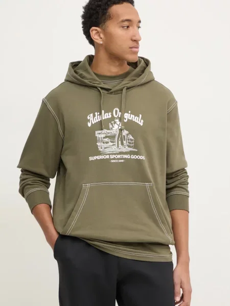 Adidas Originals hanorac de Wabash barbati cu glugă cu imprimeu verde
