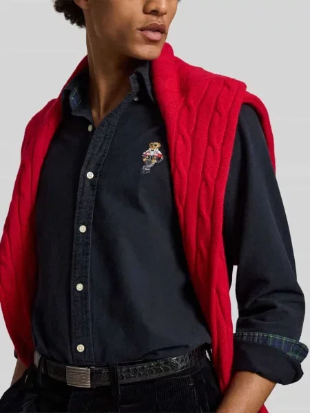 Koszula casualowa z czystej bawełny z haftowanym detalem z motywem Polo Ralph Lauren czarna