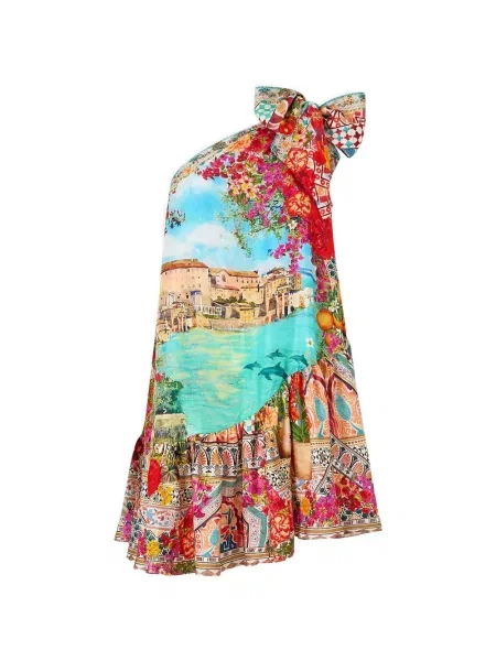 Rochie mini Camilla cu volane cu legături roșu