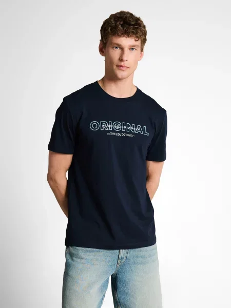 TOM TAILOR DENIM Tričko námornícka modrá / svetlomodrá biela
