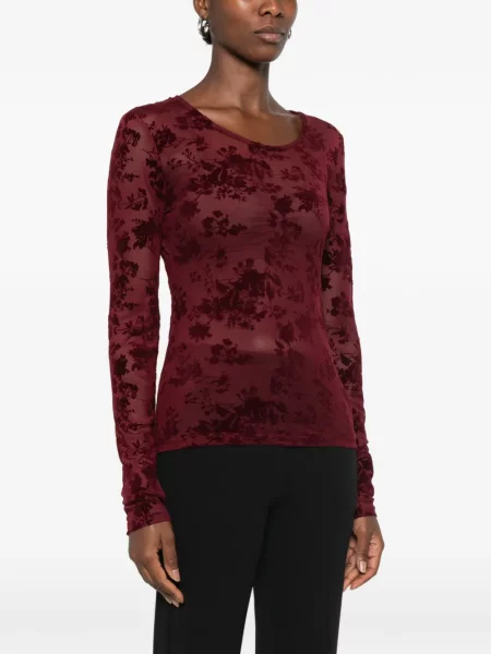 Lung top Imperial cu model floral roșu