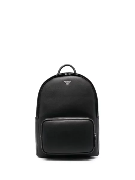 Rucsac Emporio Armani din piele cu imagine negru