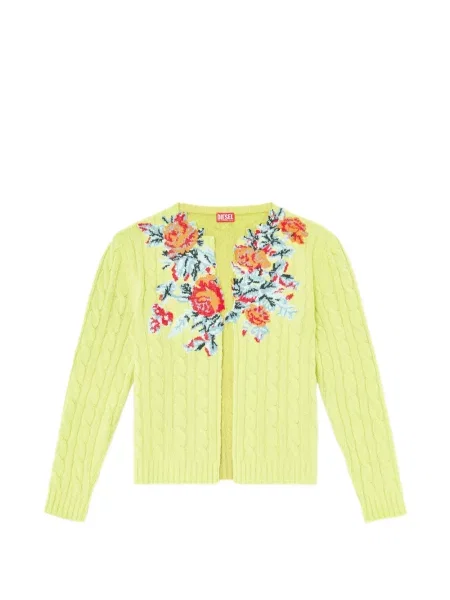 Cardigan Diesel cu model floral tricotate verde