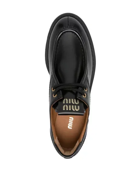 Pantofi Miu Miu cu șireturi din dantelă chunky negru