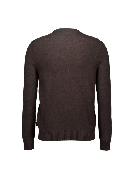 Sweter Bugatti wełniany z długim rękawem brązowy