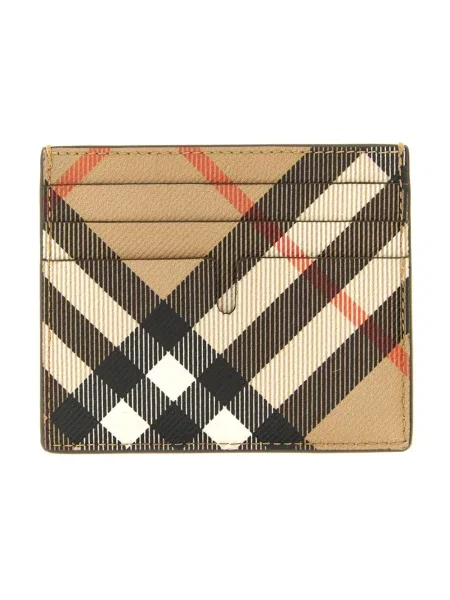 Portfel Burberry skórzany w kratę retro beżowy