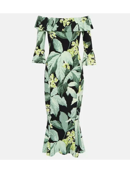 Sukienka midi Norma Kamali z nadrukiem do kolan garniturowa