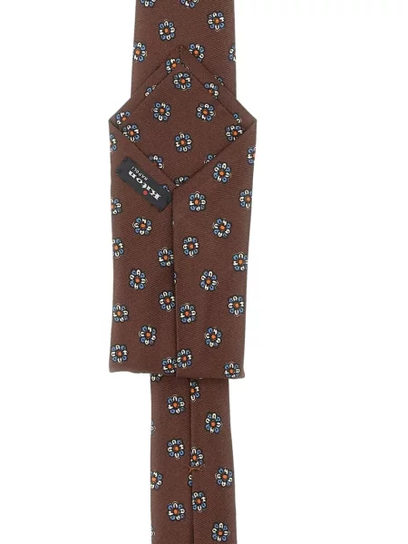 Cravată Kiton de mătase cu model floral cu imagine maro