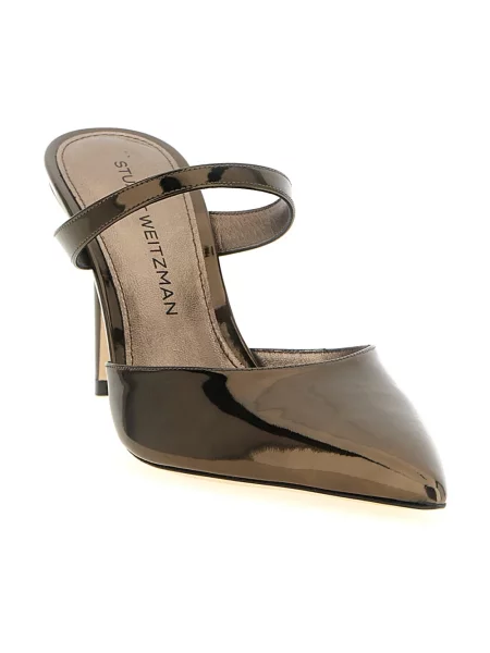 Klapki mules Stuart Weitzman skórzane brązowe