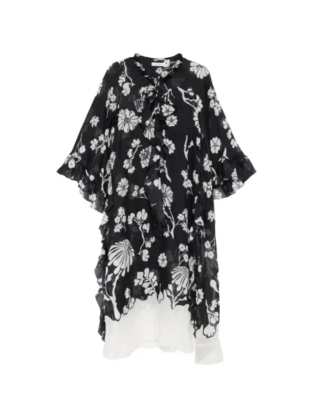 Rochie midi Dorothee Schumacher cu model floral cu volane până la genunchi albastru