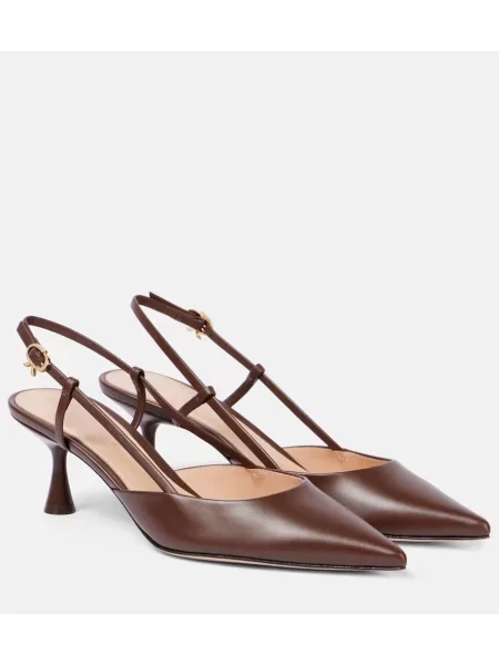 Pantofi cu toc Gianvito Rossi din piele slingback maro