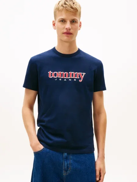 Tommy Jeans Tricou bleumarin / roșu alb