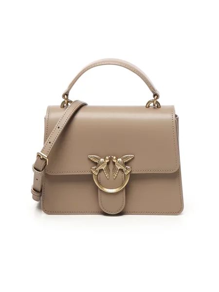 Pinko torebka skórzana beżowy brązowa