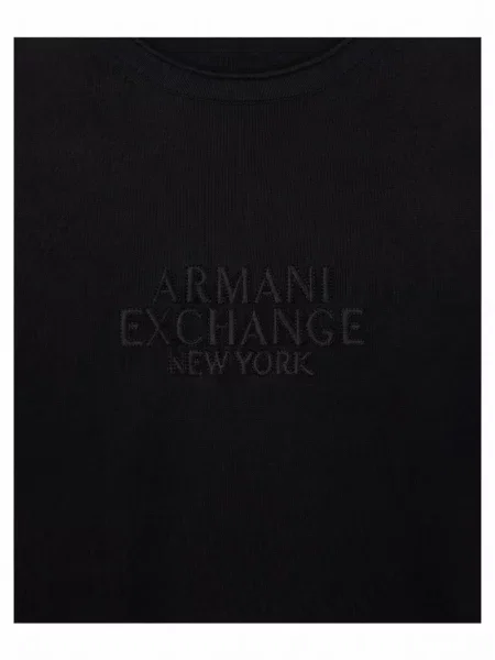 Haftowany sweter Armani Exchange czarny