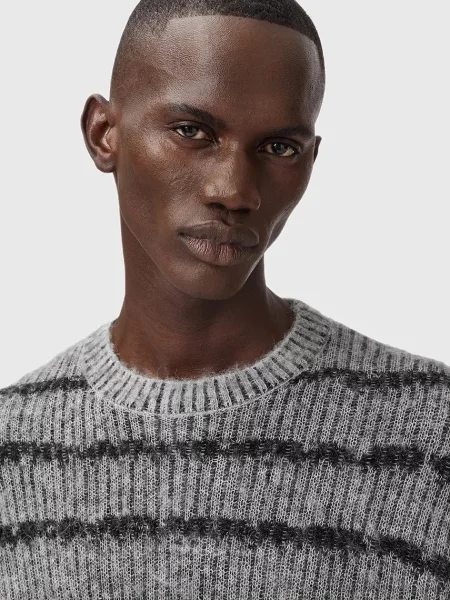 AllSaints sweter z dodatkiem wełny DISSOLVED szary